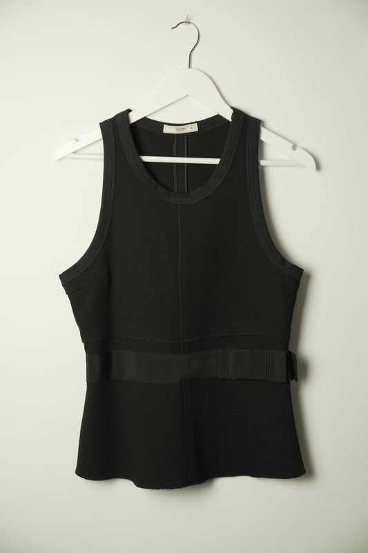 Prada Ribbed Hem Tank Top w Ribbon Waist