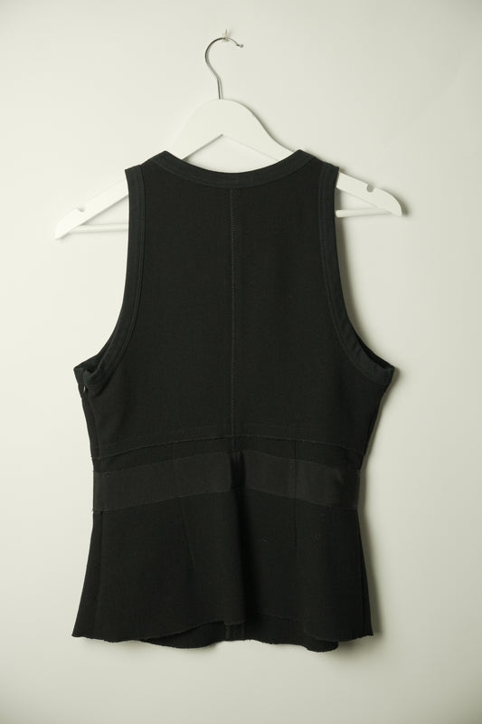 Prada Ribbed Hem Tank Top w Ribbon Waist
