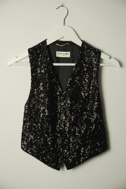Yves Saint Laurent Sequin Black Vest XS