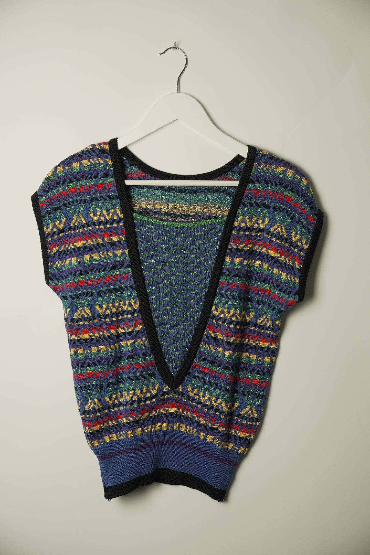 Yves Saint Laurent Tribal Stripe Print SS Knit Top