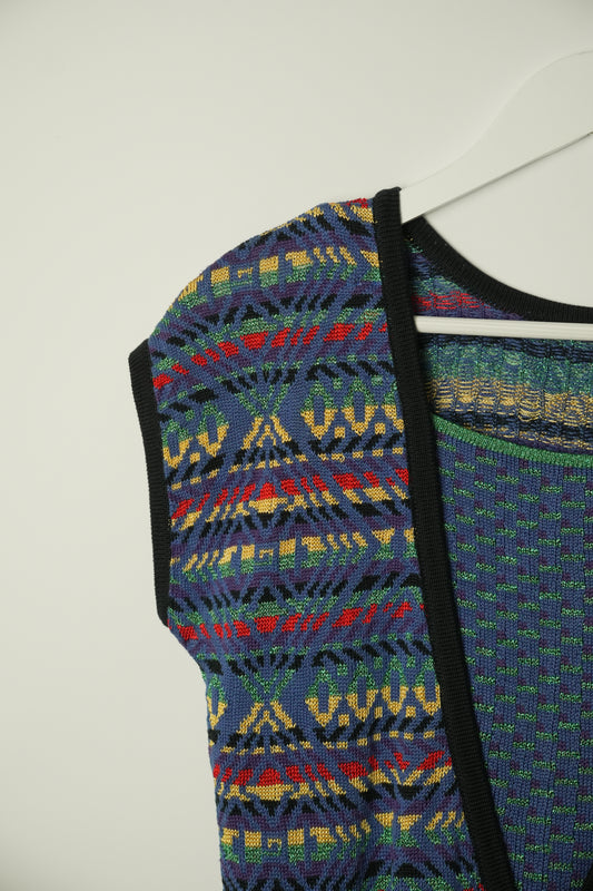 Yves Saint Laurent Tribal Stripe Print SS Knit Top