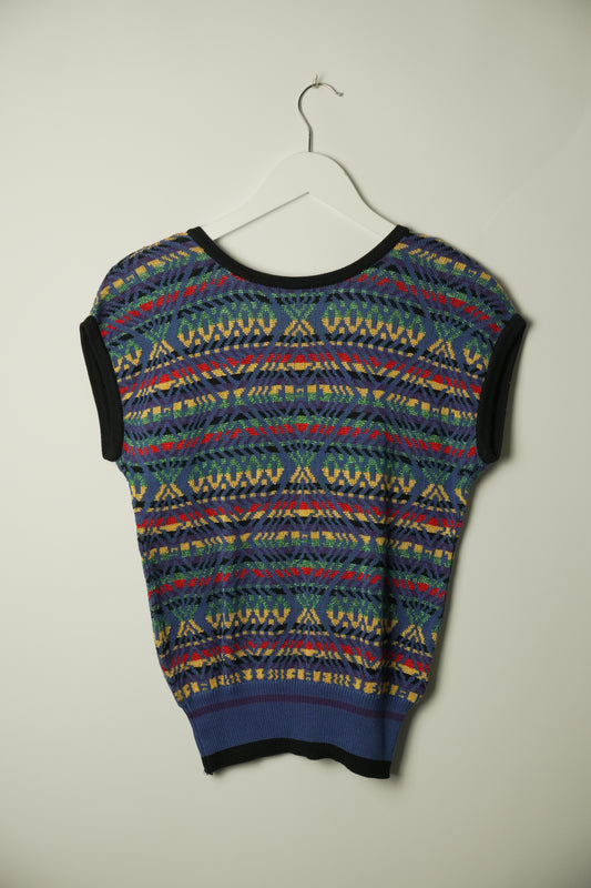 Yves Saint Laurent Tribal Stripe Print SS Knit Top