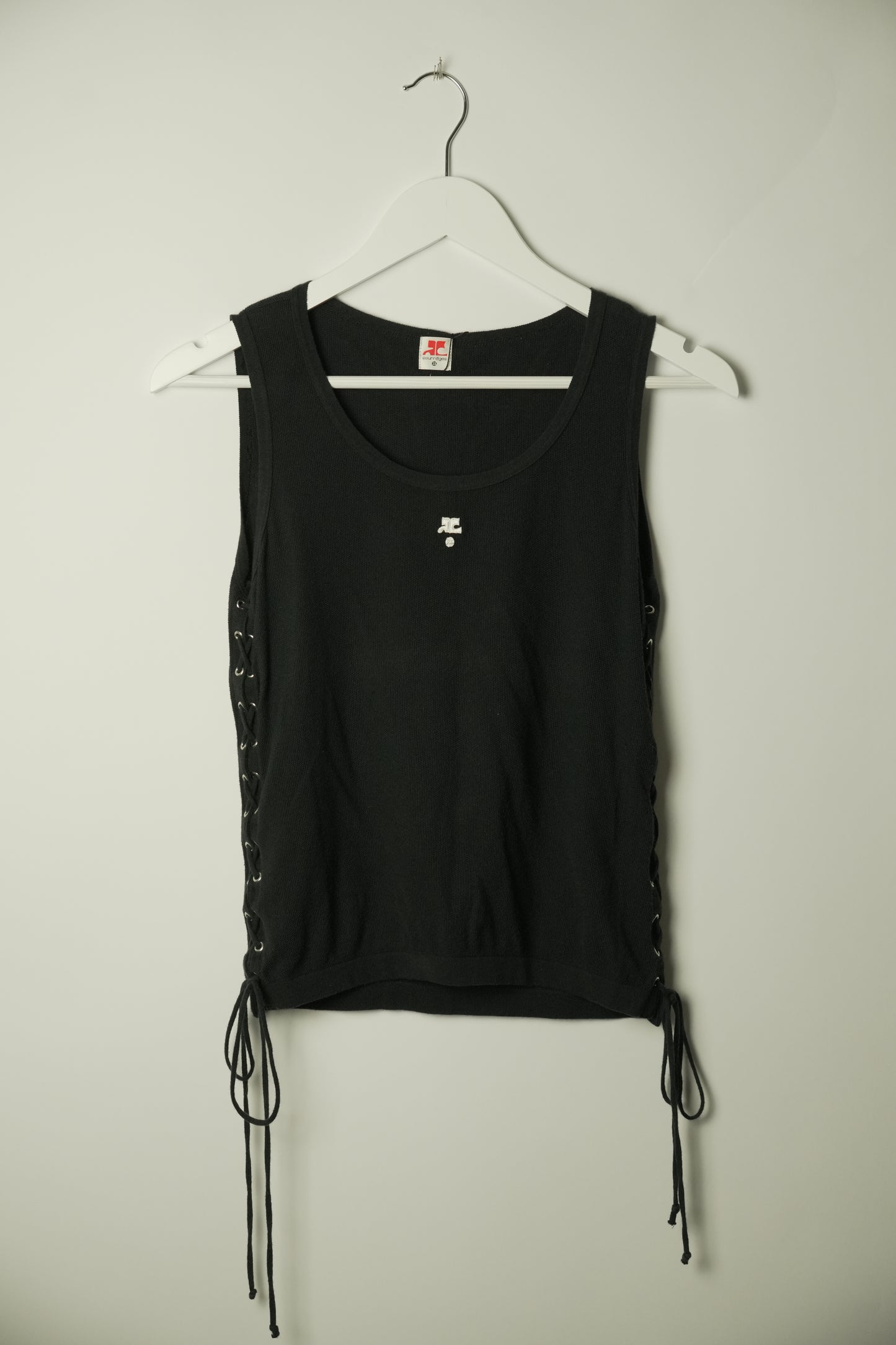 Courreges Logo Lace Down Tank Top