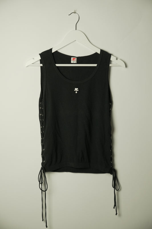 Courreges Logo Lace Down Tank Top