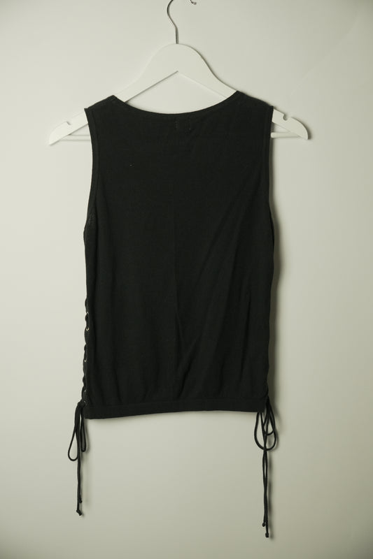 Courreges Logo Lace Down Tank Top