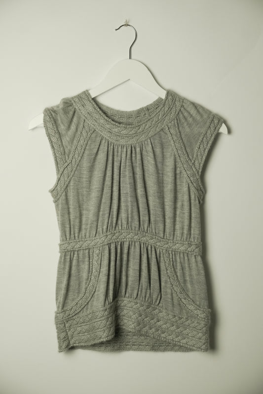 Louis Vuitton Cashmere Blend Cable Knit Sleeveless Knit Gray Women's Top