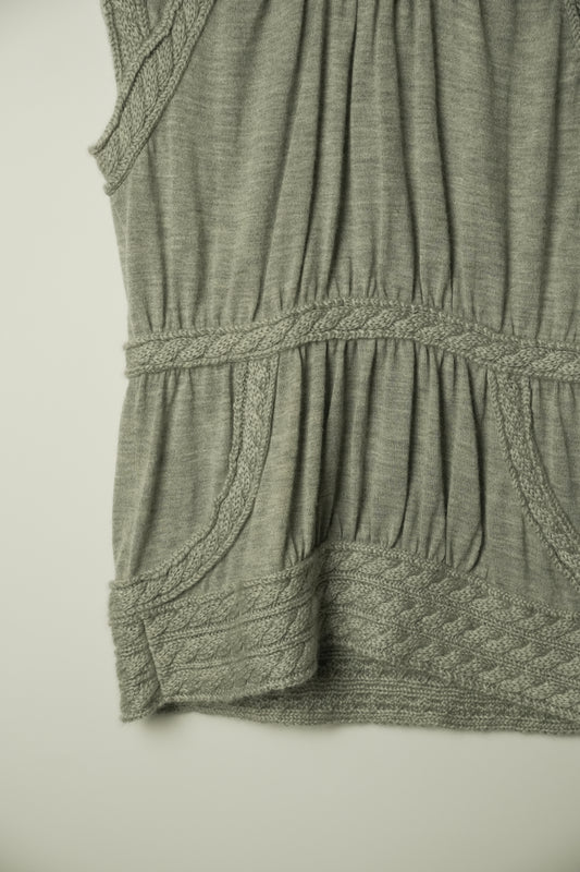 Louis Vuitton Cashmere Blend Cable Knit Sleeveless Knit Gray Women's Top