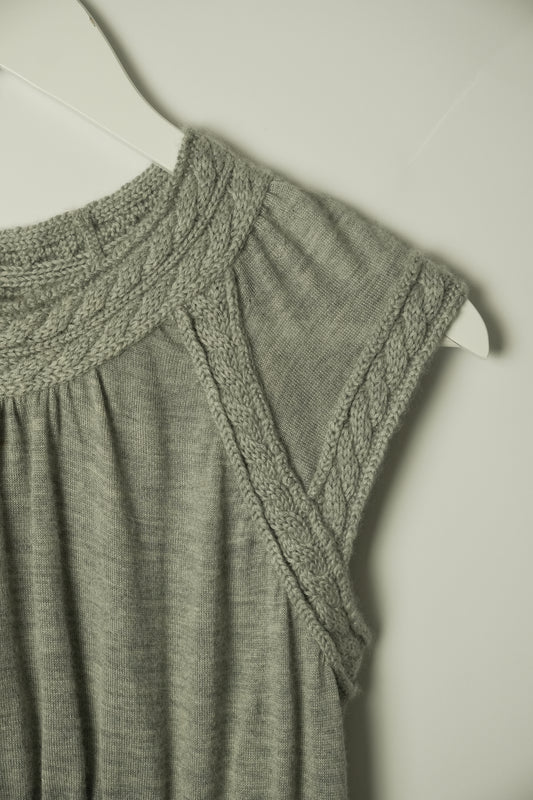 Louis Vuitton Cashmere Blend Cable Knit Sleeveless Knit Gray Women's Top