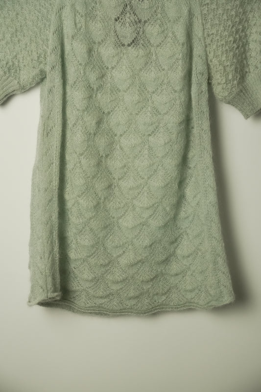 Philosophy Di Alberta Ferretti Crochet Mohair Knit SS Top