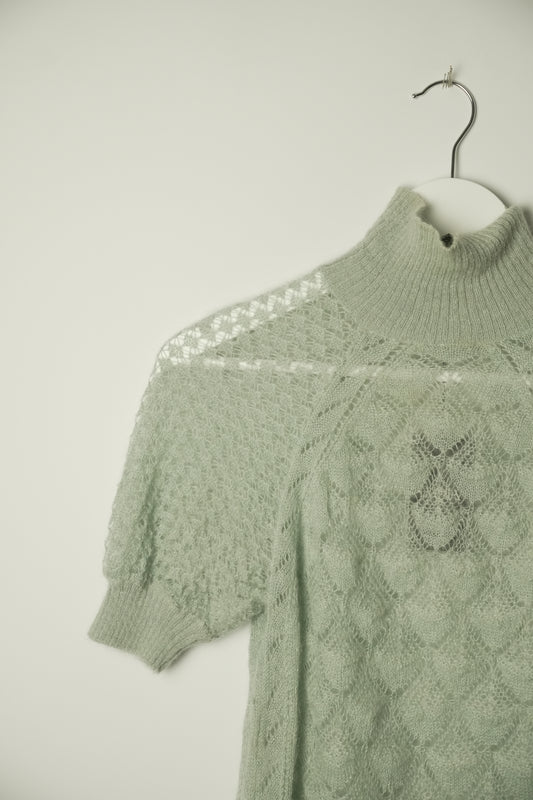 Philosophy Di Alberta Ferretti Crochet Mohair Knit SS Top