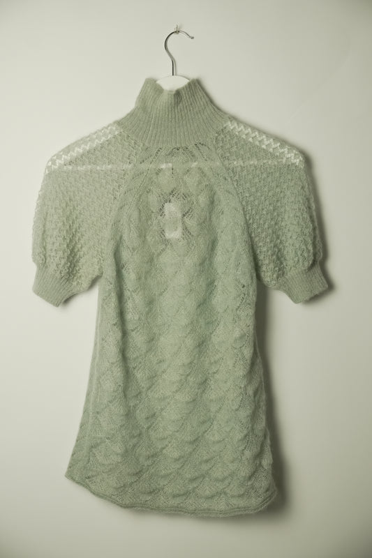 Philosophy Di Alberta Ferretti Crochet Mohair Knit SS Top