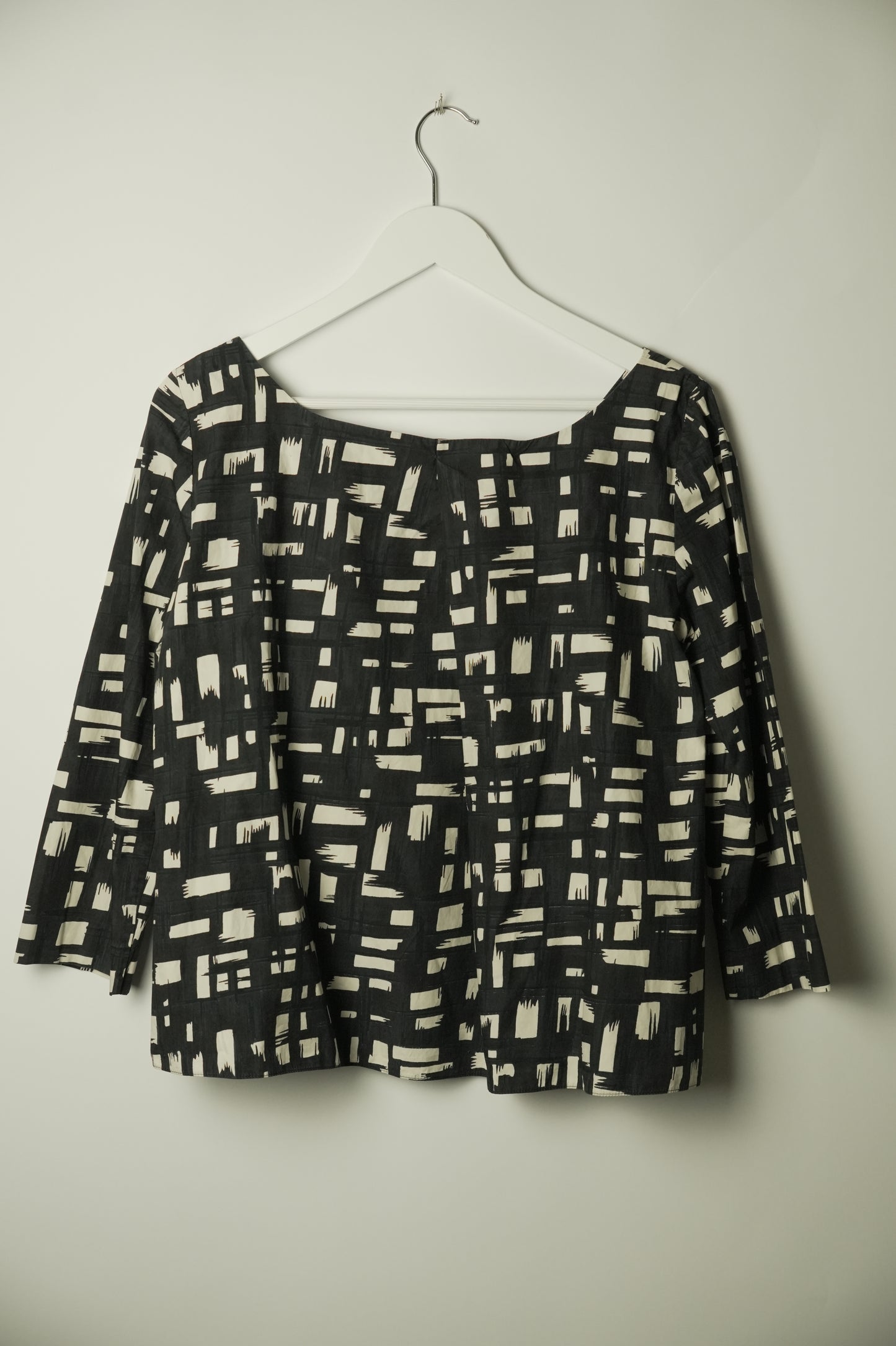 Marni Black White Checkered 3/4 LS Boxy Shirt Blouse