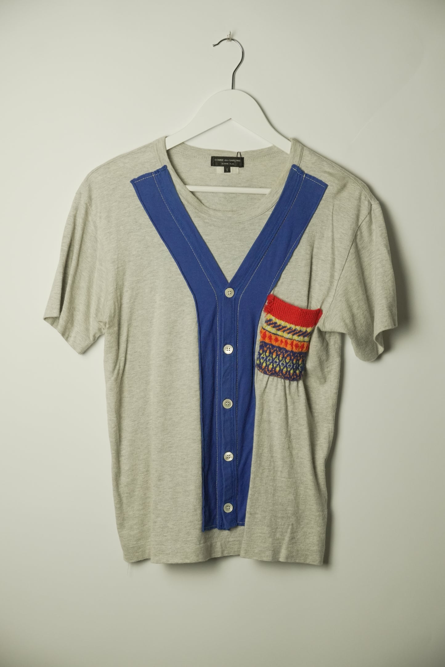 Comme Des Garcons Homme Plus Grey Tee w Cardigan Pocket Details