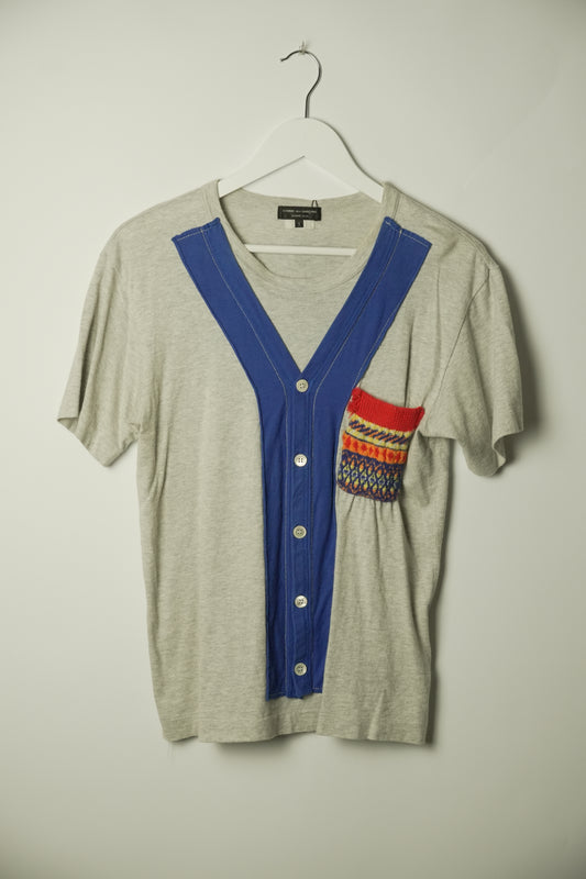 Comme Des Garcons Homme Plus Grey Tee w Cardigan Pocket Details