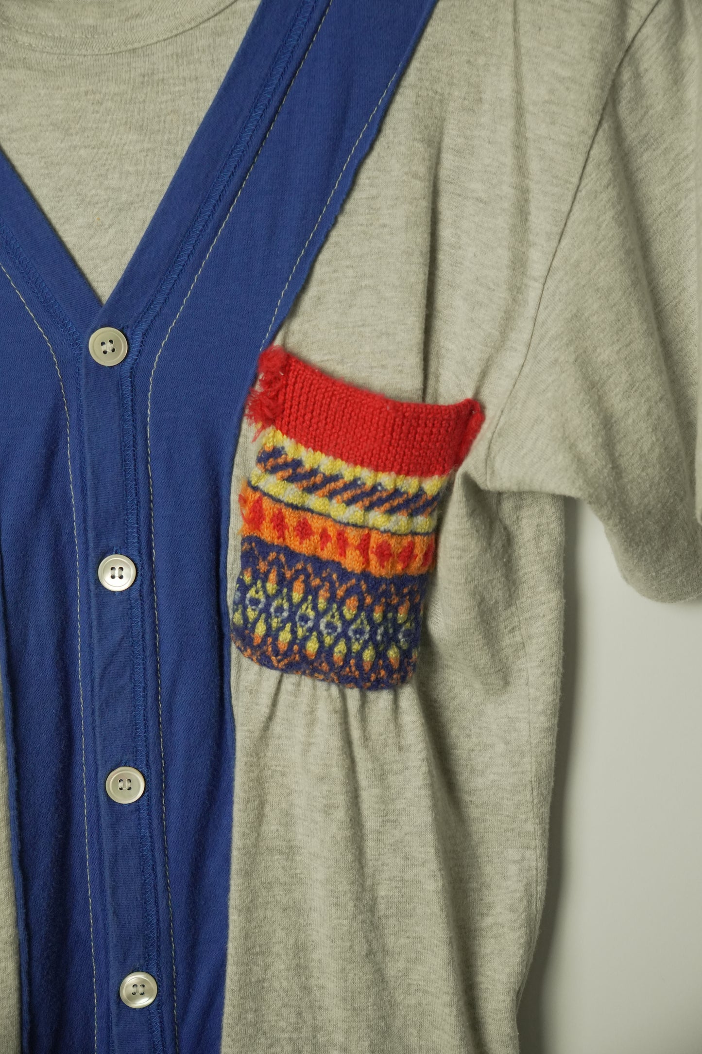 Comme Des Garcons Homme Plus Grey Tee w Cardigan Pocket Details