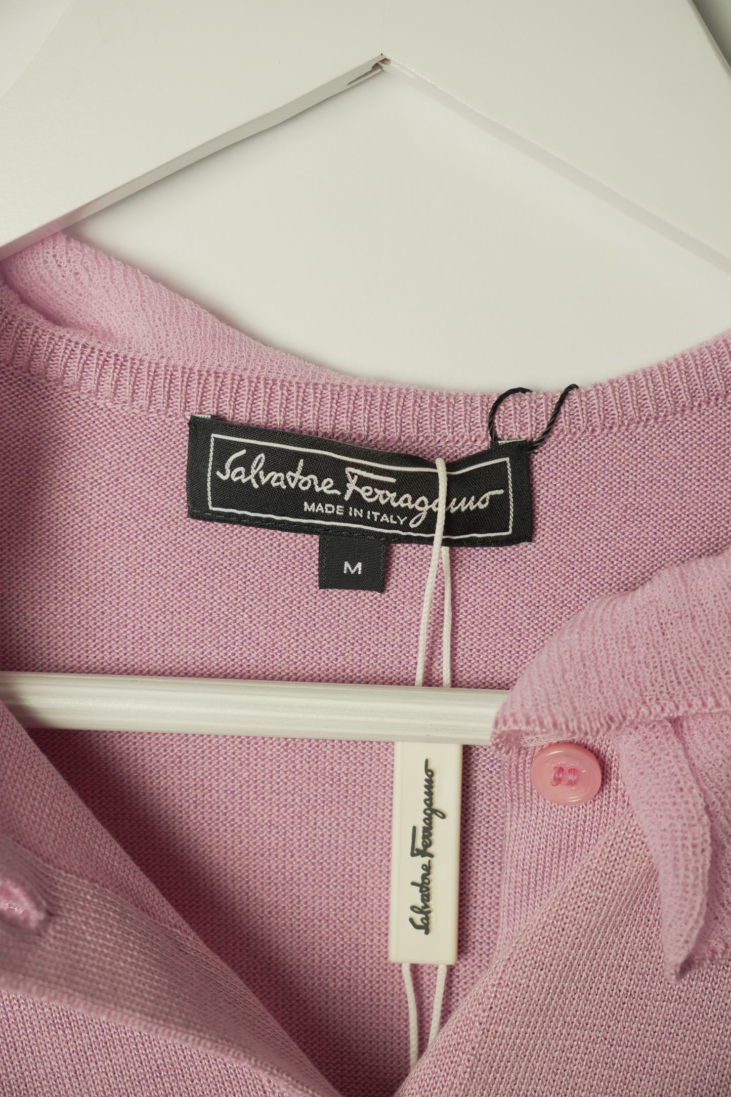 Salvatore Ferragamo Pink Frill Cashmere Crop Cardigan
