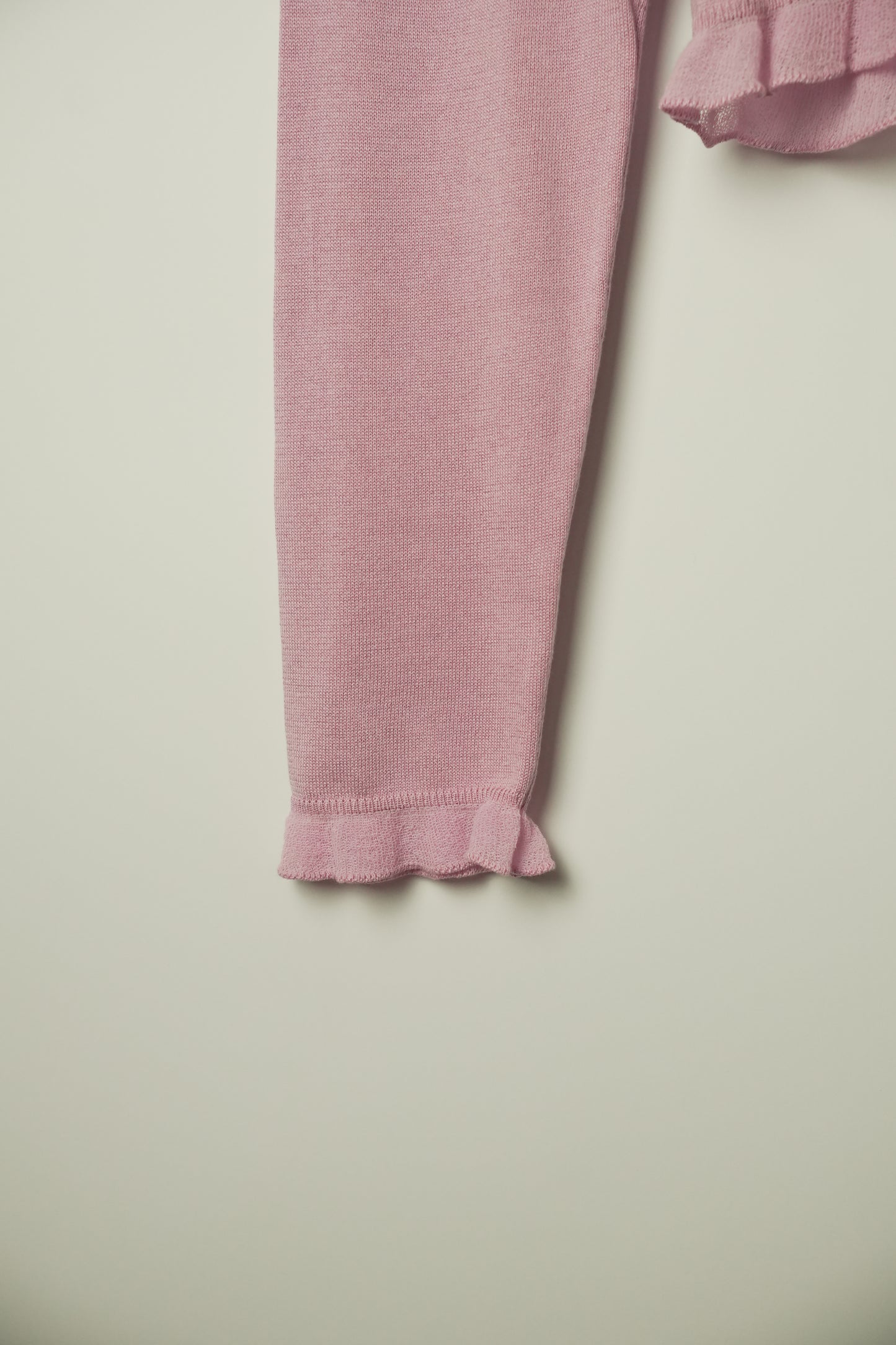 Salvatore Ferragamo Pink Frill Cashmere Crop Cardigan