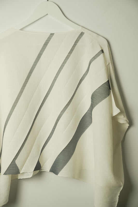 me Issey Miyake diagonal Stripe SS Boxy Top