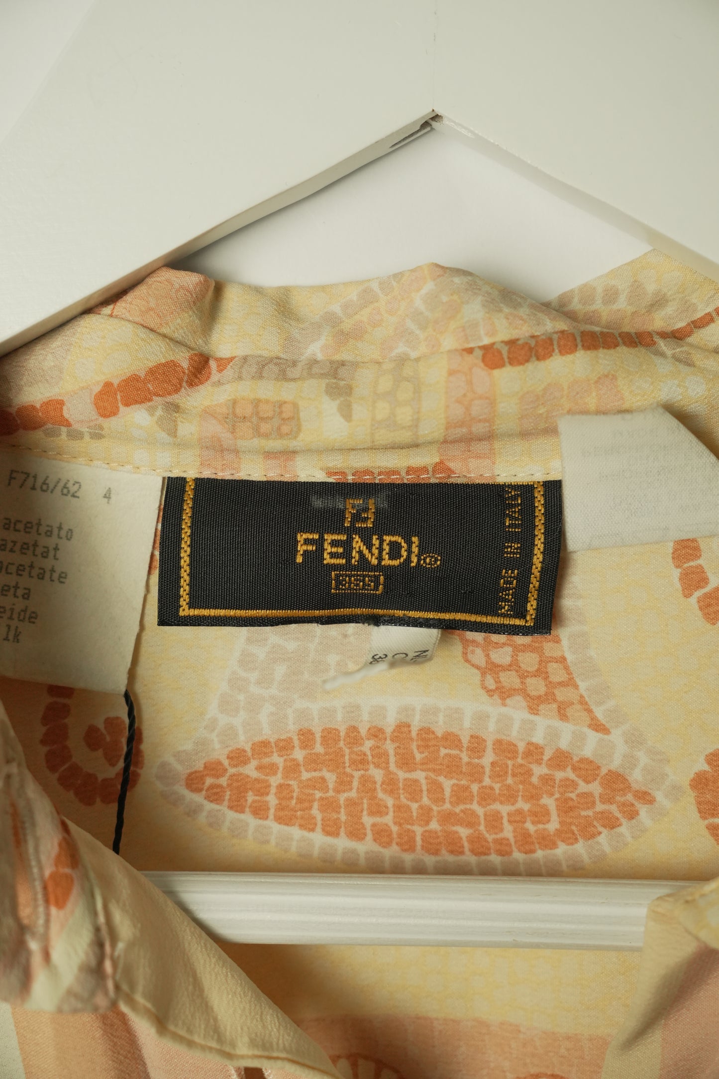 Fendi Roma Logo Tile Print Silk Oversized Shirt