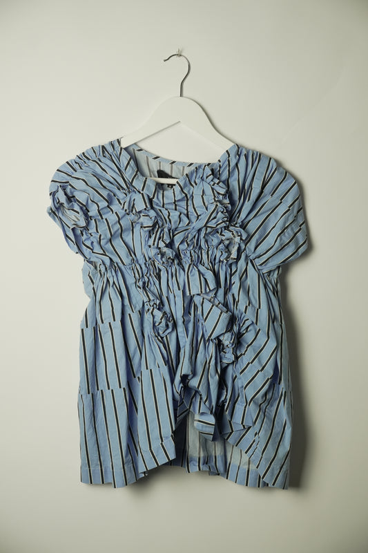 Tricot Comme Des Garcons Striped Ruffle Sless Blouse AD2015