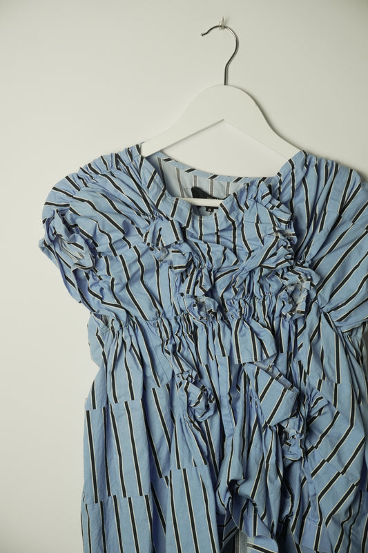 Tricot Comme Des Garcons Striped Ruffle Sless Blouse AD2015