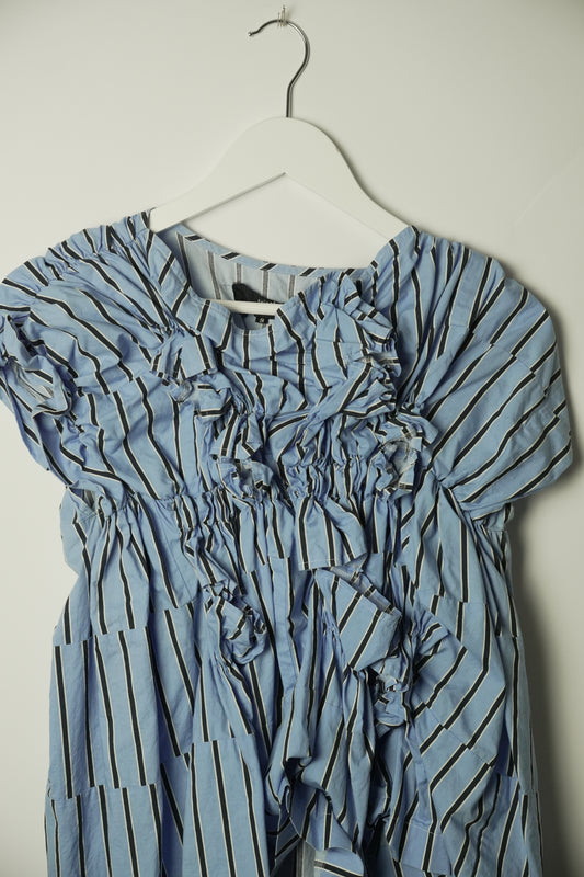 Tricot Comme Des Garcons Striped Ruffle Sless Blouse AD2015