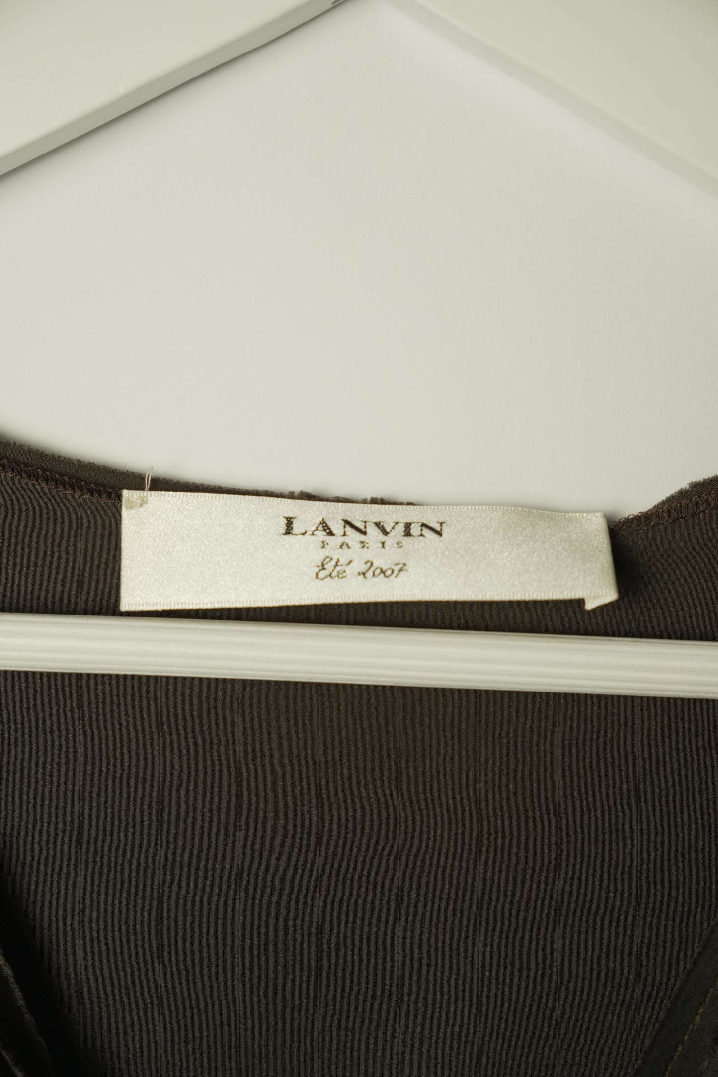 Lanvin Bronze Pleated V Neck Rhinestone Sless Blouse