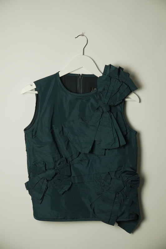 Lanvin Collection Navy Sless Ribbon Bow Top Sz 38