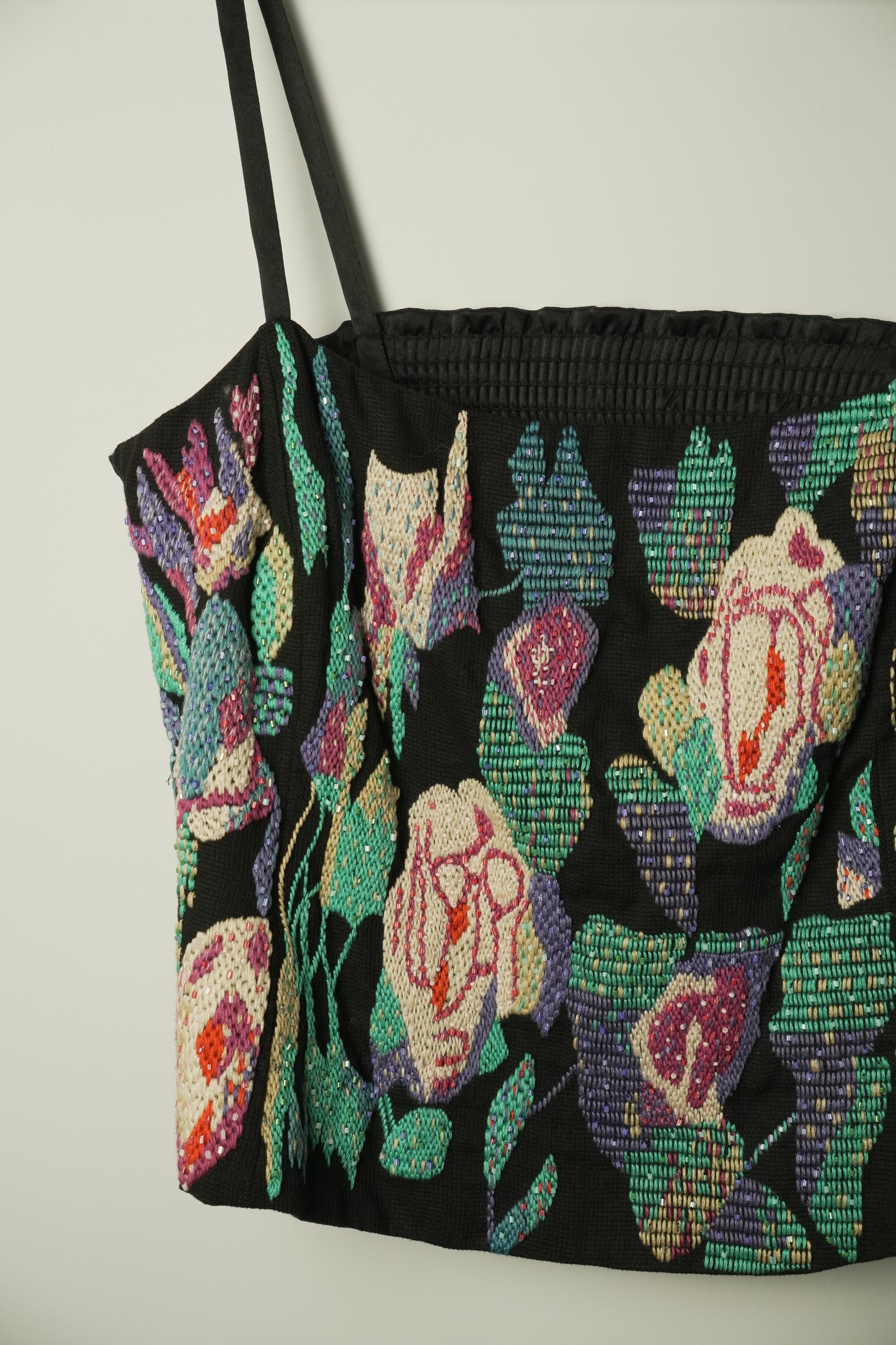 Armani Beaded Crochet Floral Ruched Back Cami
