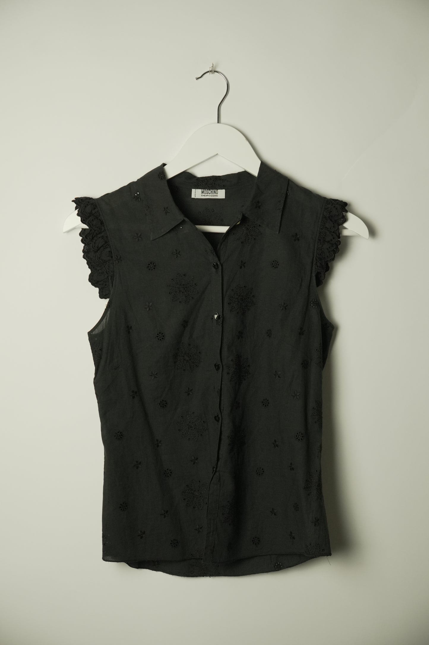 Moschino Cheap and Chic Sless Blouse Crochet Button Down