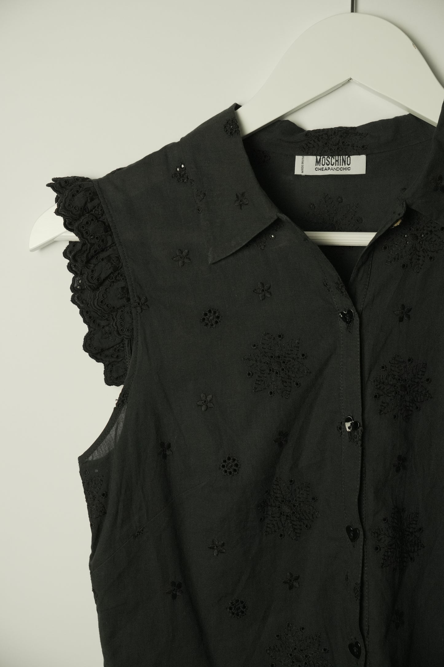 Moschino Cheap and Chic Sless Blouse Crochet Button Down