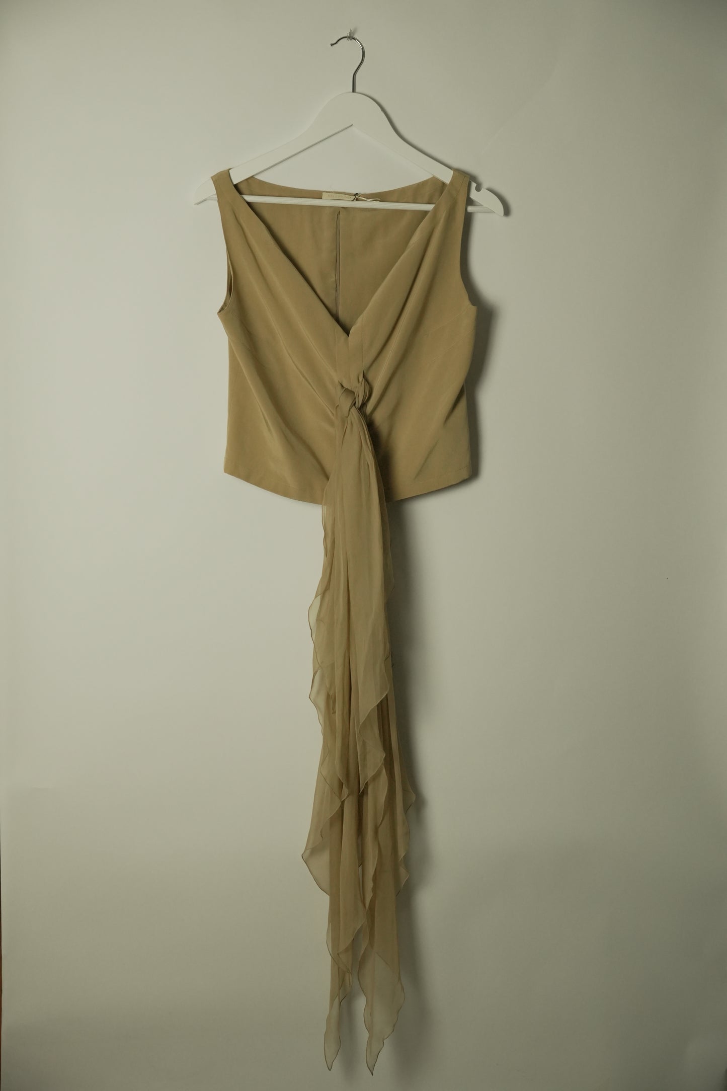 Valentino Boat Neck Keyhole Silk Double Bow Drape Top