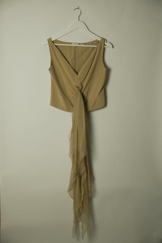 Valentino Boat Neck Keyhole Silk Double Bow Drape Top