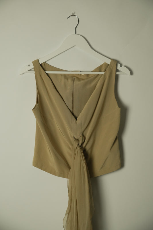 Valentino Boat Neck Keyhole Silk Double Bow Drape Top