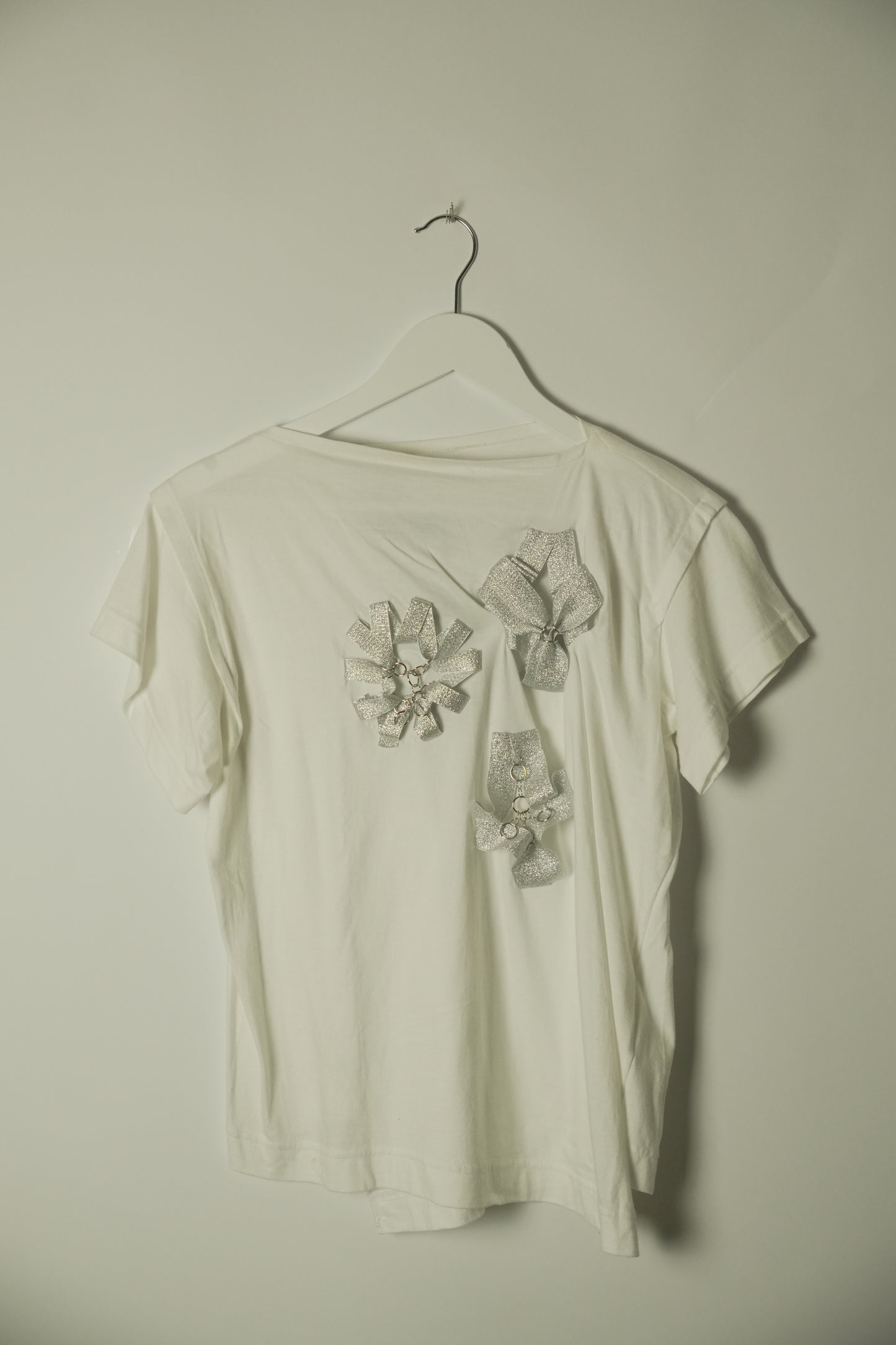 Tricot Comme Des Garcons Boat Neck SS Tee w Silver Ribbon Badges AD2014