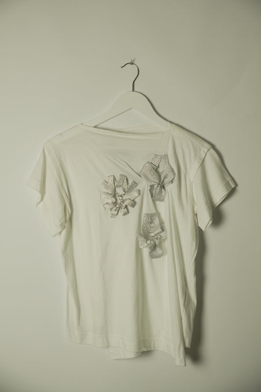 Tricot Comme Des Garcons Boat Neck SS Tee w Silver Ribbon Badges AD2014