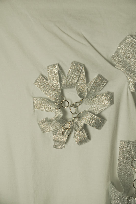 Tricot Comme Des Garcons Boat Neck SS Tee w Silver Ribbon Badges AD2014
