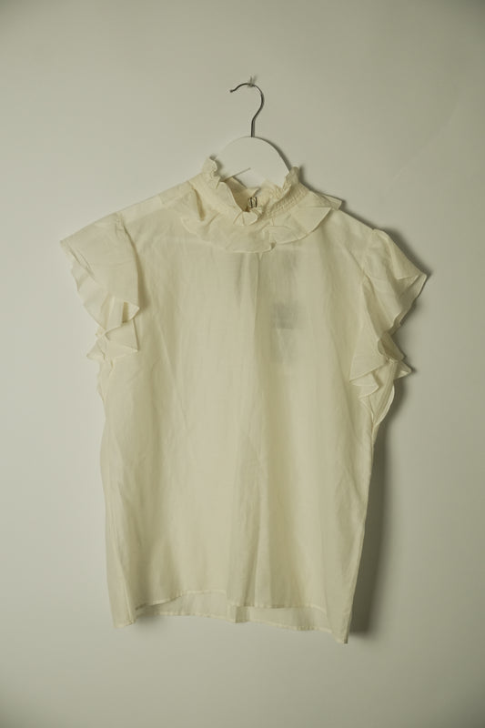 Yves Saint Laurent Ruffle Sless Trim High Neck Blouse Printemps 2010