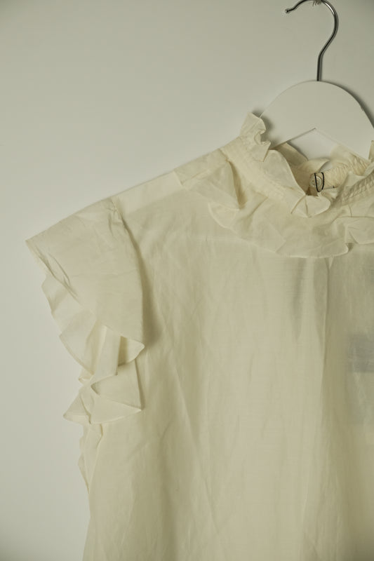 Yves Saint Laurent Ruffle Sless Trim High Neck Blouse Printemps 2010