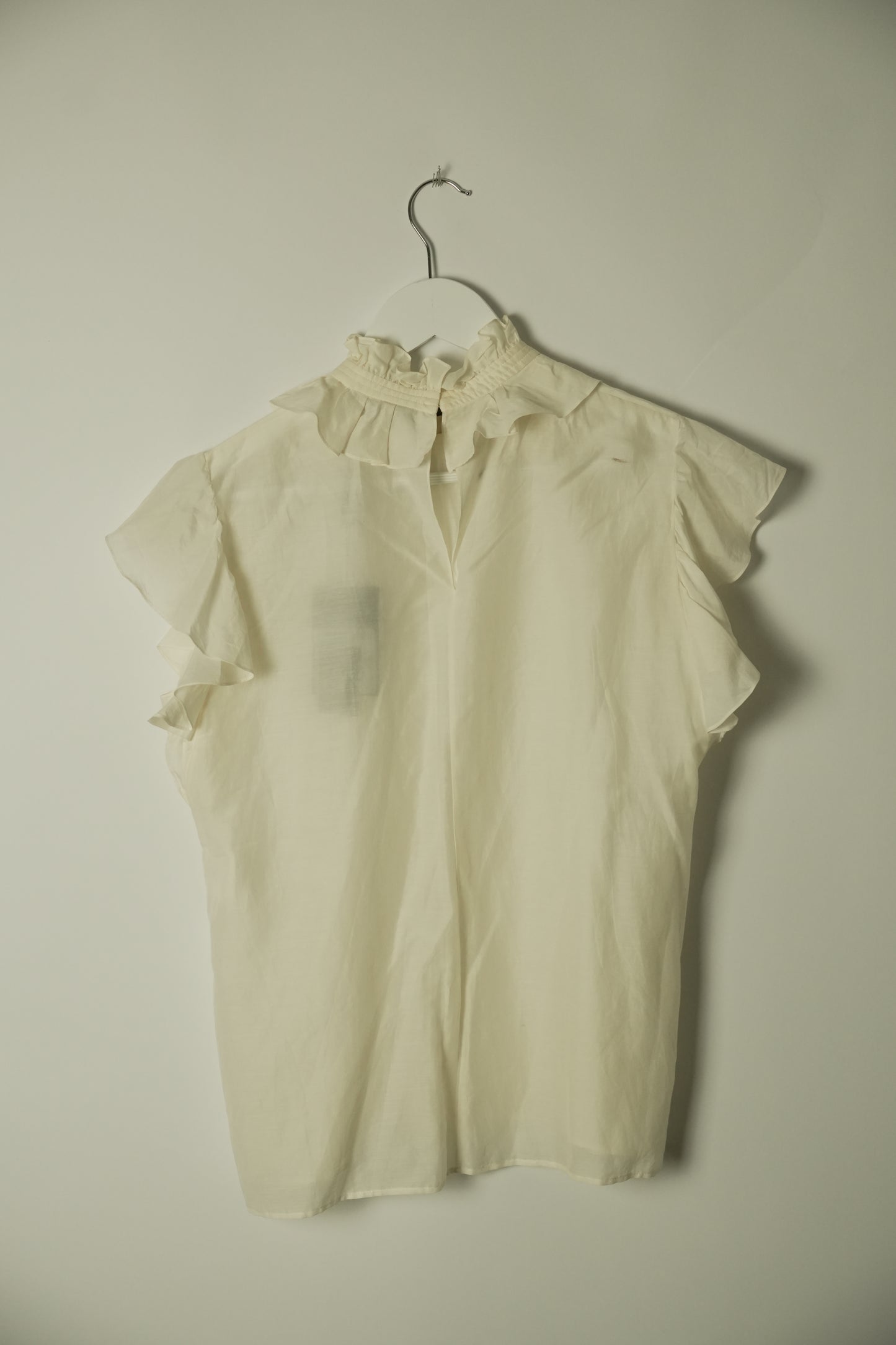 Yves Saint Laurent Ruffle Sless Trim High Neck Blouse Printemps 2010