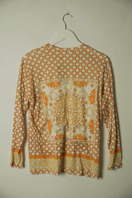 Celine Mosaic Print LS Cotton Top