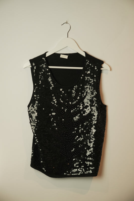 Valentino Knit Sequin Beaded Vest Top