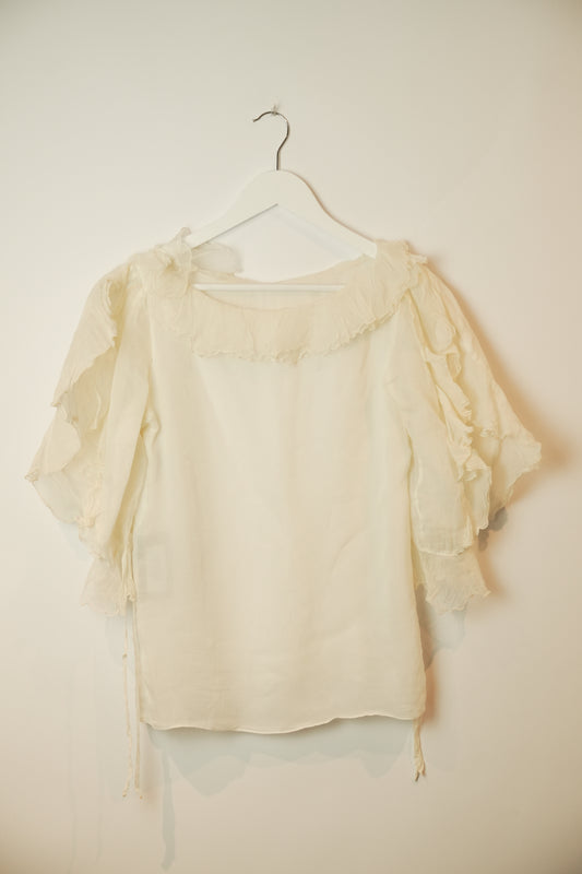 Christian Dior ruffled blouse 100% silk top