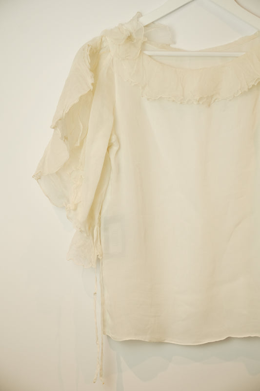 Christian Dior ruffled blouse 100% silk top