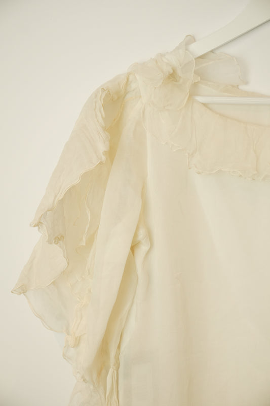 Christian Dior ruffled blouse 100% silk top