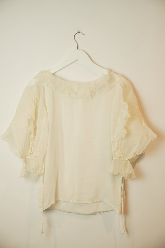 Christian Dior ruffled blouse 100% silk top
