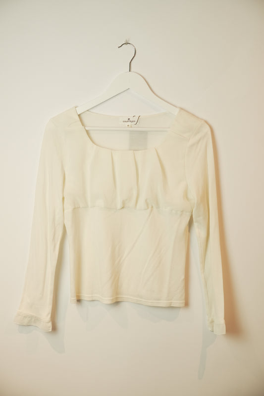 Courreges Sheer Scoop Neck LS Blouse