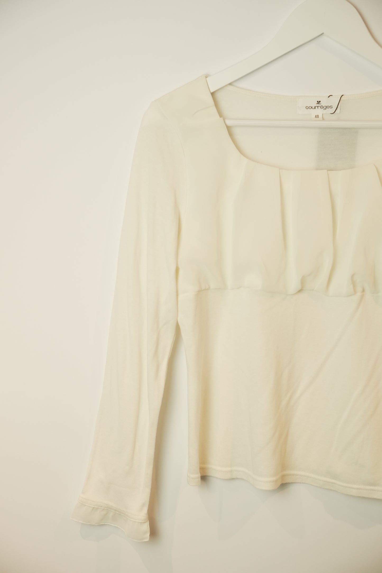 Courreges Sheer Scoop Neck LS Blouse