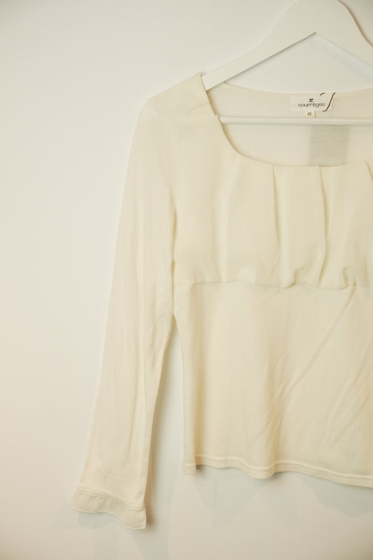 Courreges Sheer Scoop Neck LS Blouse