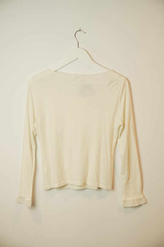 Courreges Sheer Scoop Neck LS Blouse